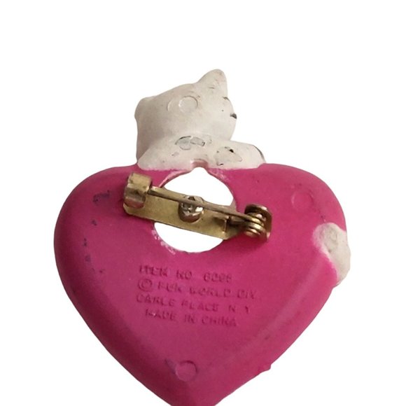 Vintage‎ Pink heart The Cat’s Meow Brooch 1980s - Picture 5 of 7